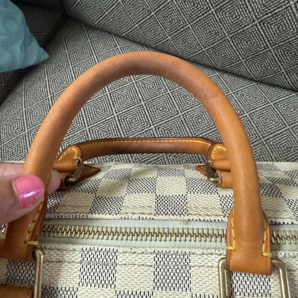 Louis Vuitton custom painted Speedy 25 Damier Azur with pink accents - Picture 16 of 16
